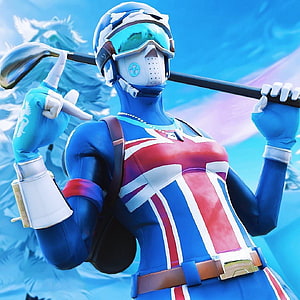 Fortnite Union Jack Golf Outfit Character with Club and Helmet HD phone wallpaper