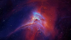 Vibrant Cosmic Nebula with Swirling Gas Clouds and Star Fields in Deep Space HD wallpaper