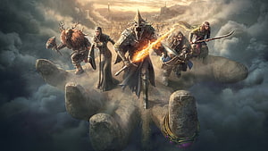 The Lord of the Rings Rise to War: Witch-King and Fellowship on Giant Stone Hand HD wallpaper