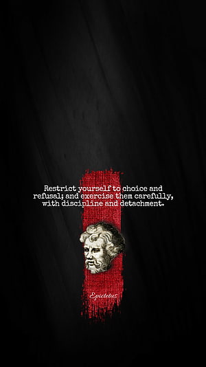 Epictetus Stoic Philosophy Quote on Discipline and Detachment with Classical Bust HD phone wallpaper