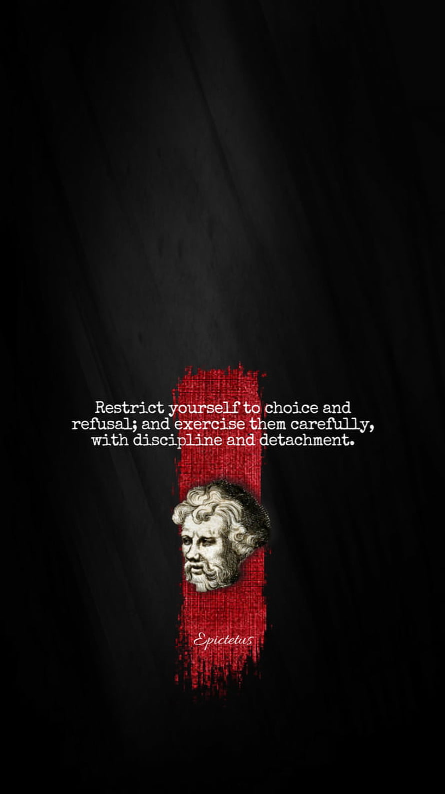 Epictetus Stoic Philosophy Quote on Discipline and Detachment with Classical Bust HD phone wallpaper