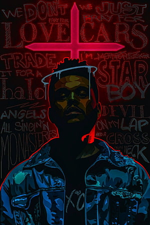 The Weeknd Heartless Album Artwork with Neon Cross and Stylized Typography HD phone wallpaper