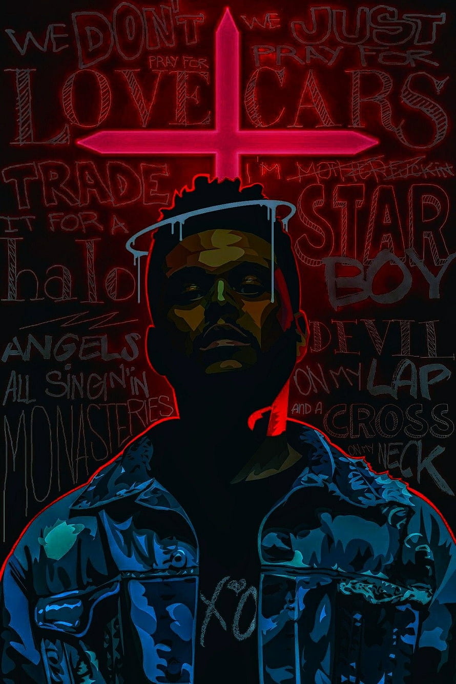 The Weeknd Heartless Album Artwork with Neon Cross and Stylized Typography HD phone wallpaper