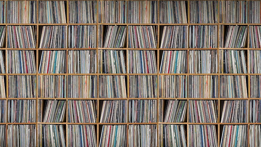 Organized Vinyl Record Collection in Wooden Storage Cubes HD wallpaper