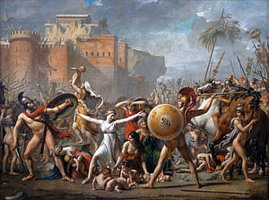 Jacques Louis David The Intervention of the Sabine Women Classical Oil Painting HD wallpaper