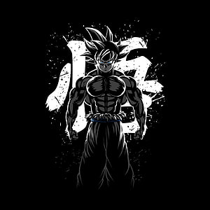 Goku Musculoso Dragon Ball Z Black and White Anime Illustration HD phone wallpaper