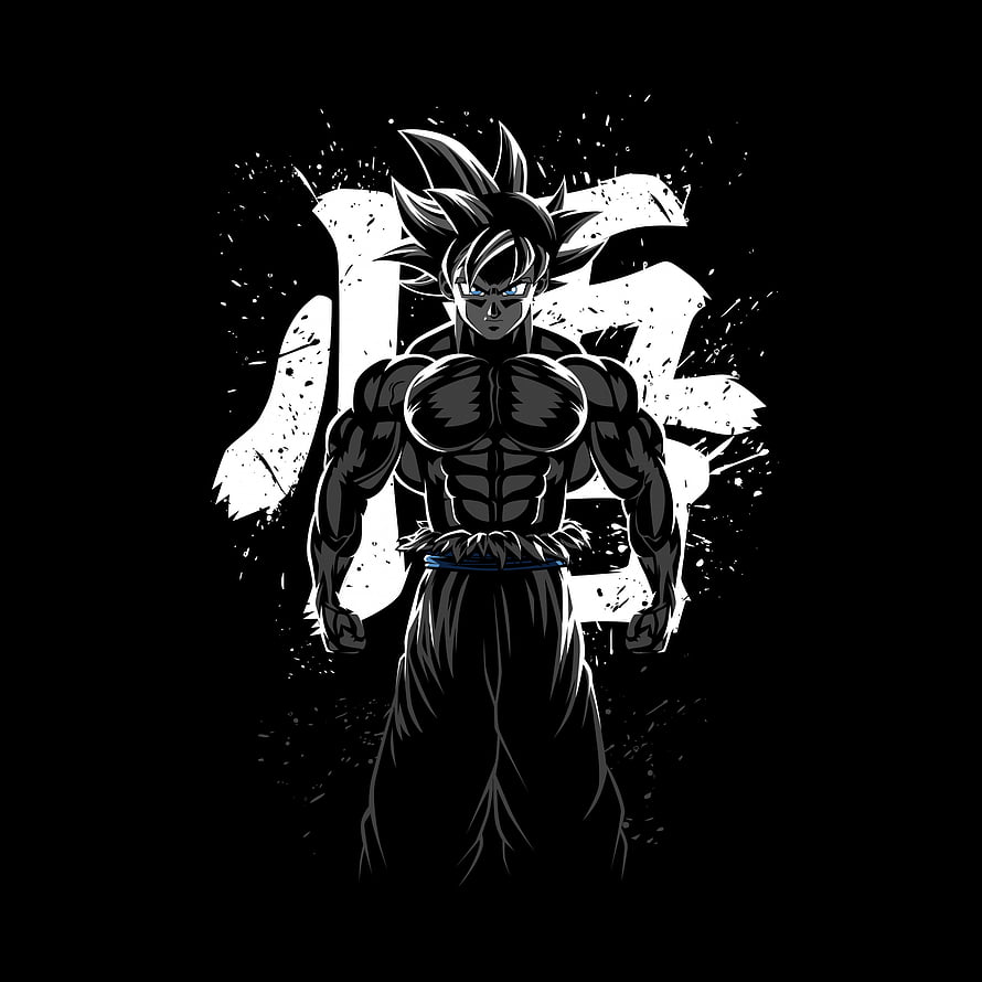 Goku Musculoso Dragon Ball Z Black and White Anime Illustration HD phone wallpaper
