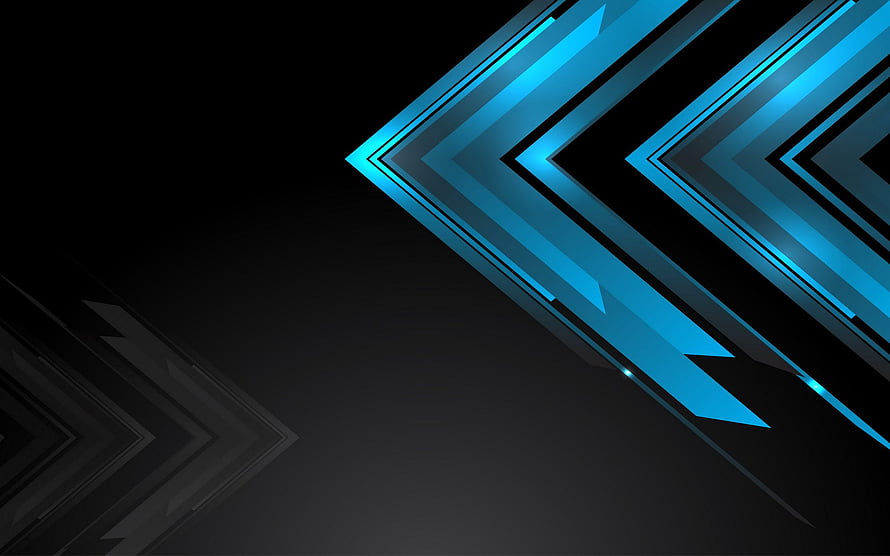 Dark Blue Abstract Technology Background with Glowing Geometric Chevrons HD wallpaper