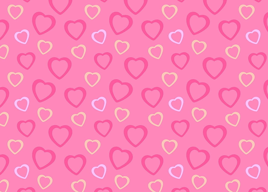 Cute Pastel Pink Heart Pattern Wallpaper with Soft Outlined Hearts HD wallpaper