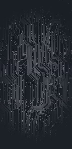 Dark Circuit Board Pattern with Intricate Traces and Nodes on Black Background HD phone wallpaper