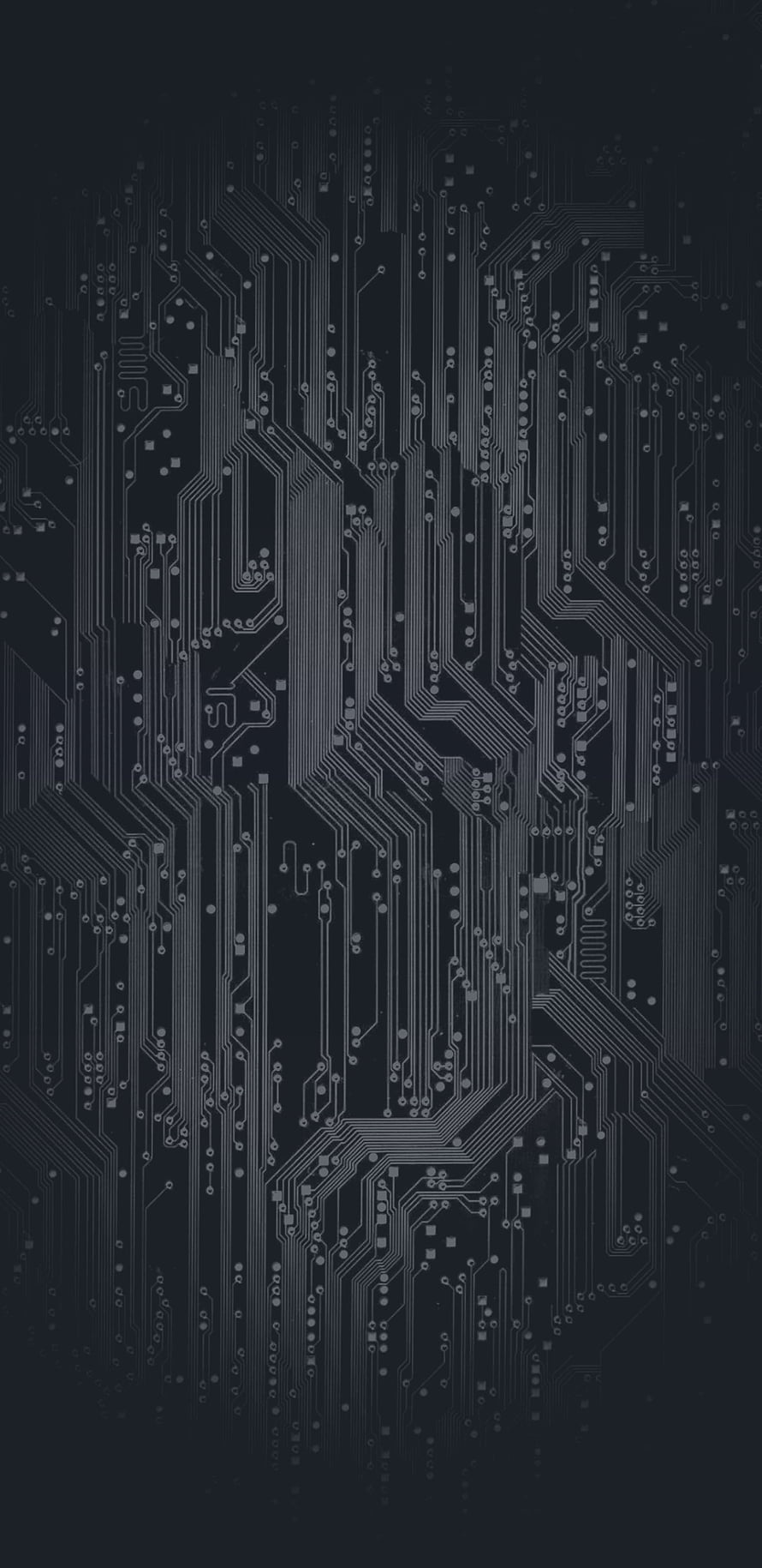 Dark Circuit Board Pattern with Intricate Traces and Nodes on Black Background HD phone wallpaper