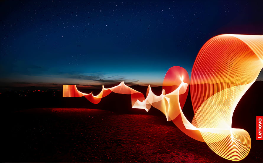 Lenovo Abstract Light Ribbon Wallpaper Against Starry Night Sky HD wallpaper