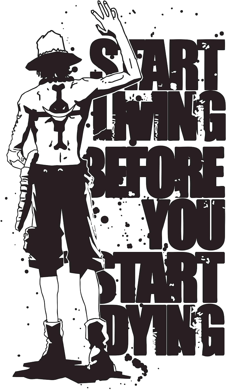 One Piece Monkey D Luffy Black and White Illustration with Motivational Quote HD phone wallpaper