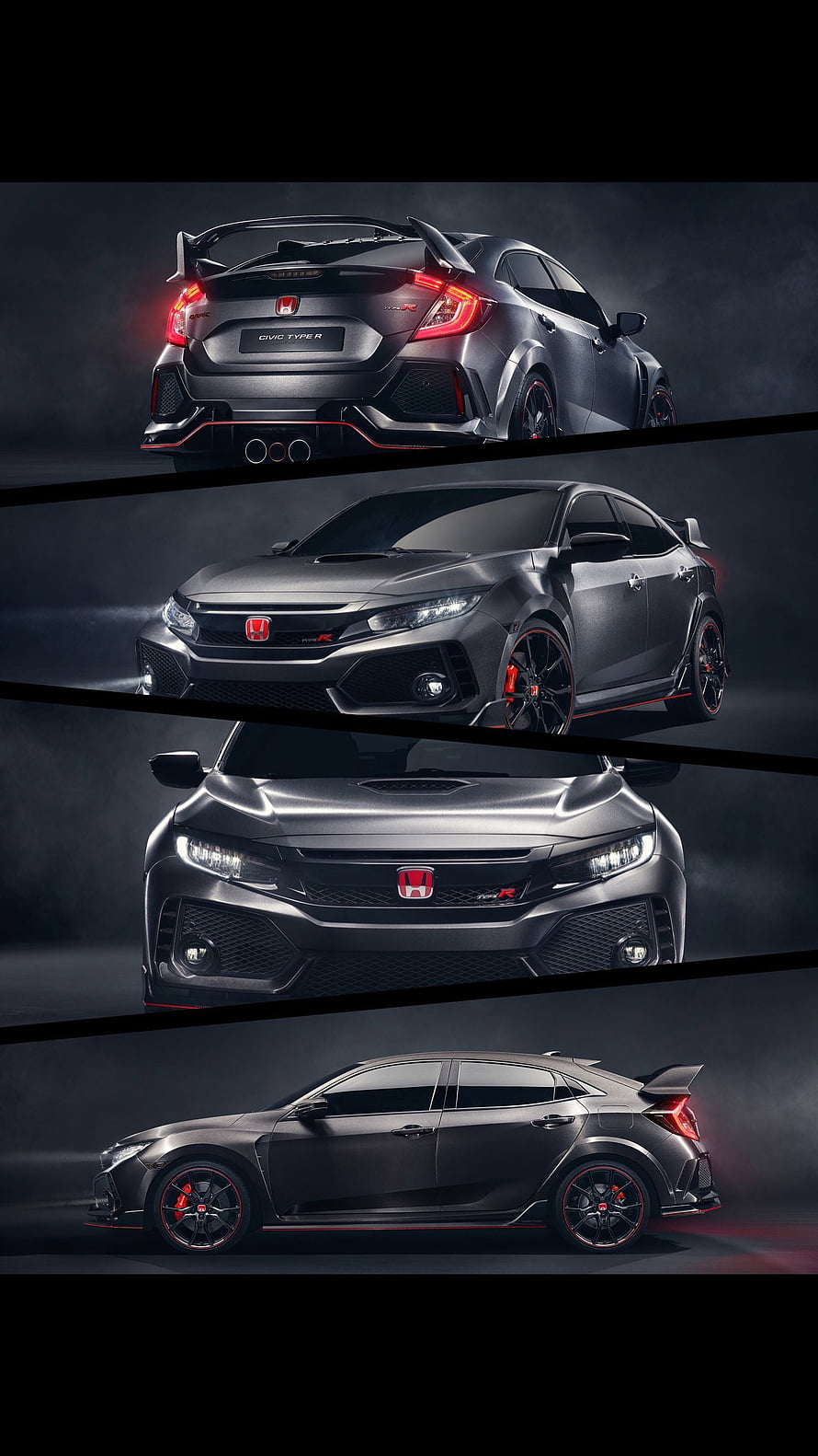 Honda Civic Type R Matte Black Multi-Angle Studio Showcase HD phone wallpaper