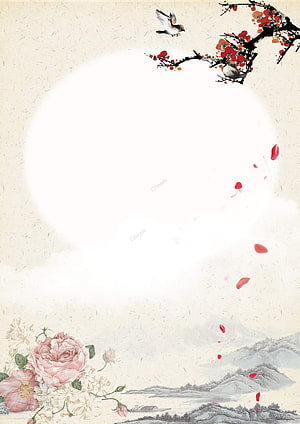 Traditional Chinese Ink Painting with Plum Blossoms, Birds, and Misty Mountains HD phone wallpaper