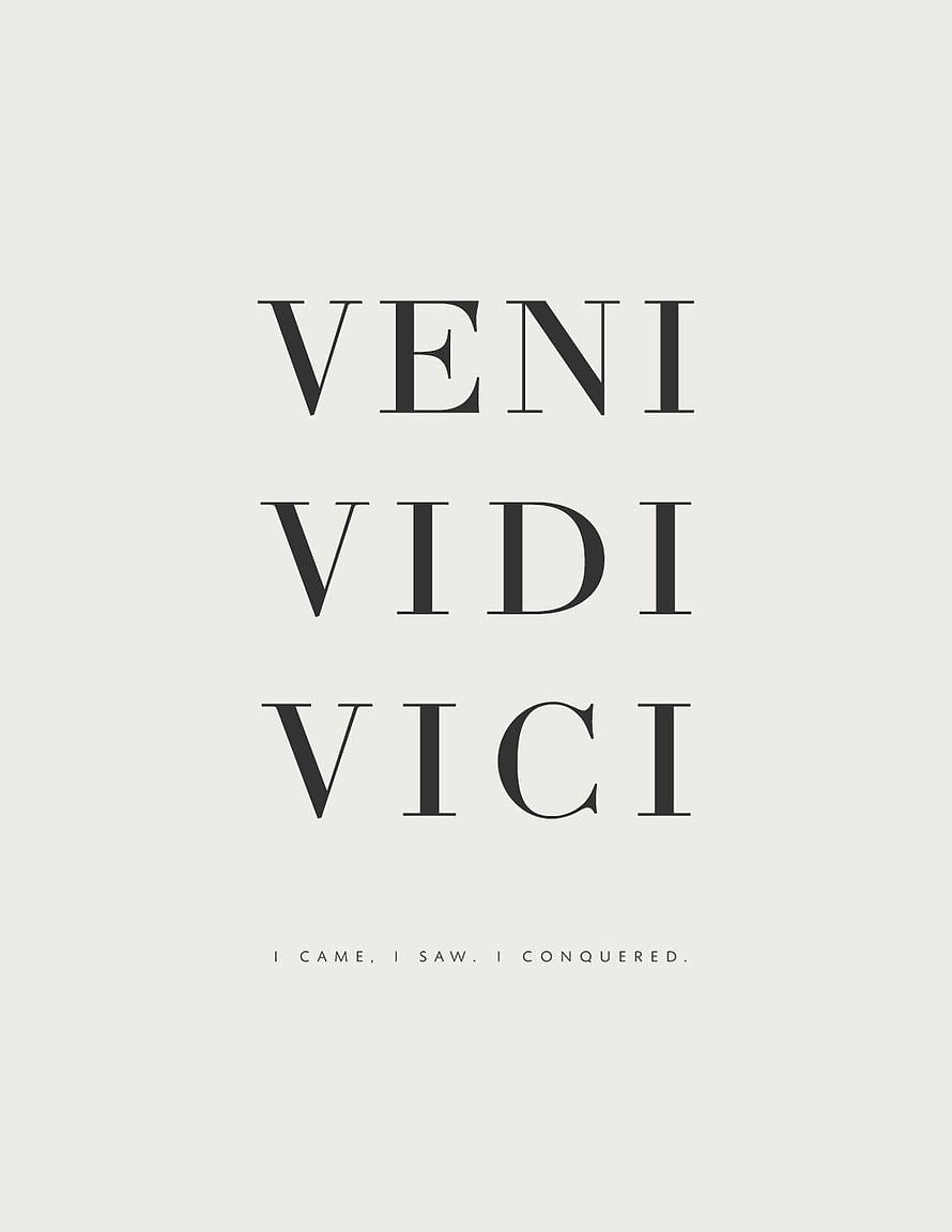 Minimalist Veni Vidi Vici Typography Poster with Latin Phrase and English Translation HD phone wallpaper