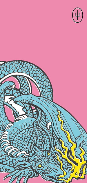Twenty One Pilots Blue Dragon Illustration on Pink Background HD phone wallpaper