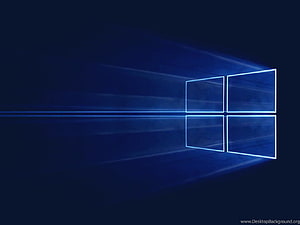 Windows 10 Glowing Blue Window Logo with Light Streaks on Dark Background HD wallpaper