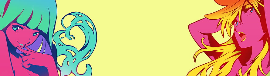 Vibrant Anime Girls with Neon Hair and Bold Colors on Yellow Background HD wallpaper