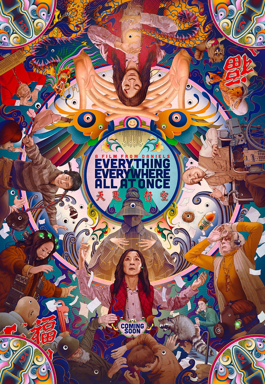Everything Everywhere All At Once Movie Poster with Vibrant Multiverse Collage Art HD phone wallpaper