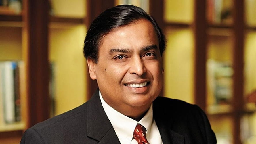 Mukesh Ambani Professional Portrait in Dark Suit and Red Tie HD wallpaper