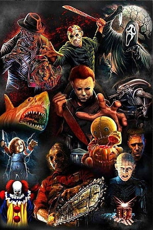 Classic Horror Movie Villains and Monsters Digital Art Collage HD phone wallpaper