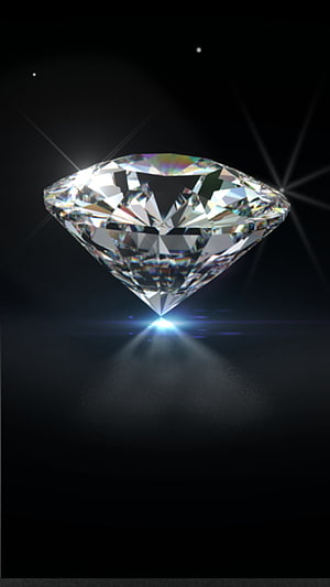 Brilliant Cut Diamond Gemstone with Prismatic Light Flare on Black Background HD phone wallpaper