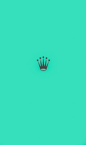 Minimalist Rolex Crown Logo on a Solid Turquoise Background HD phone wallpaper