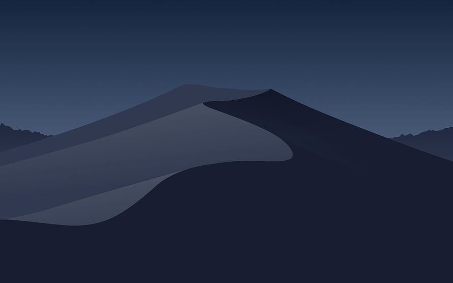 Minimalist Mojave Desert Dunes at Night in Deep Blue Tones HD wallpaper