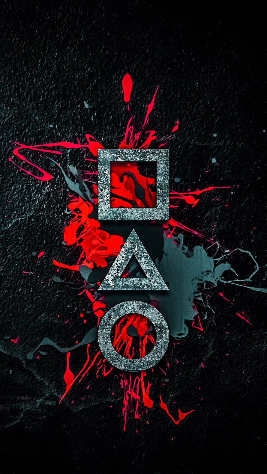 Squid Game Season 2 Geometric Shapes with Red Paint Splatter on Dark Textured Background HD phone wallpaper