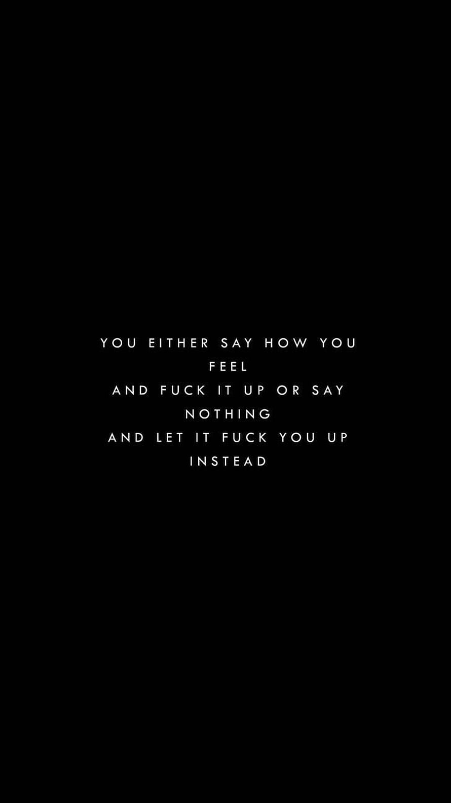 Minimalist Black Background with White Typography Quote About Emotional Expression HD phone wallpaper