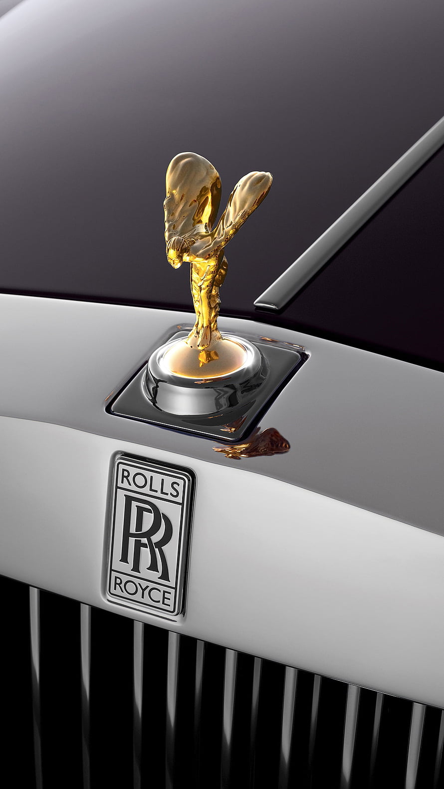 Close-Up of the Golden Rolls Royce Spirit of Ecstasy Hood Ornament and Emblem HD phone wallpaper