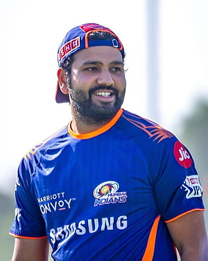Rohit Sharma in Mumbai Indians Training Kit with Samsung and Marriott Sponsorship HD phone wallpaper
