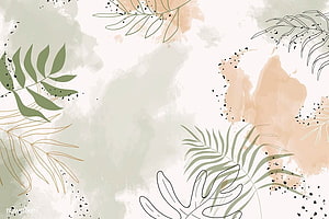 Elegant Watercolor Tropical Leaves with Beige and Sage Green Botanical Accents HD wallpaper