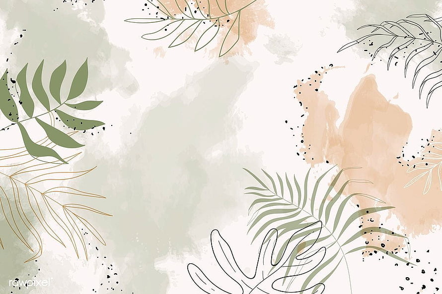 Elegant Watercolor Tropical Leaves with Beige and Sage Green Botanical Accents HD wallpaper