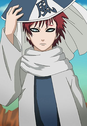 Gaara as Kazekage in White Robes and Conical Hat from Naruto Shippuden HD phone wallpaper