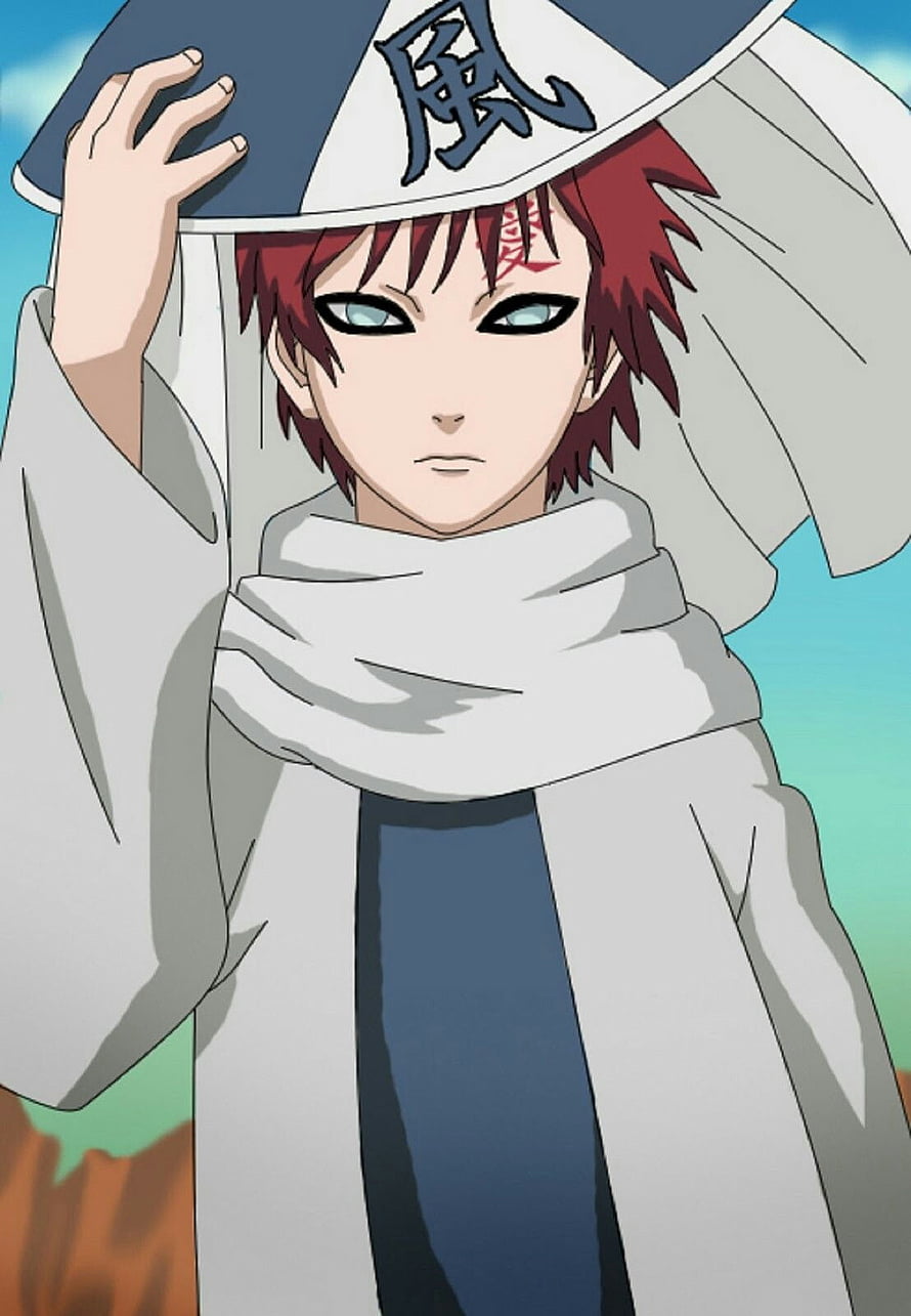 Gaara as Kazekage in White Robes and Conical Hat from Naruto Shippuden HD phone wallpaper
