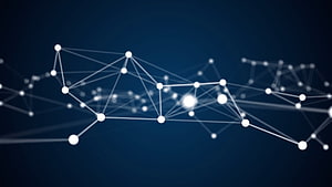 Abstract Digital Plexus Network with Glowing Nodes and Connecting Lines on Dark Blue Background HD wallpaper