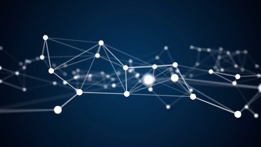 Abstract Digital Plexus Network with Glowing Nodes and Connecting Lines on Dark Blue Background HD wallpaper