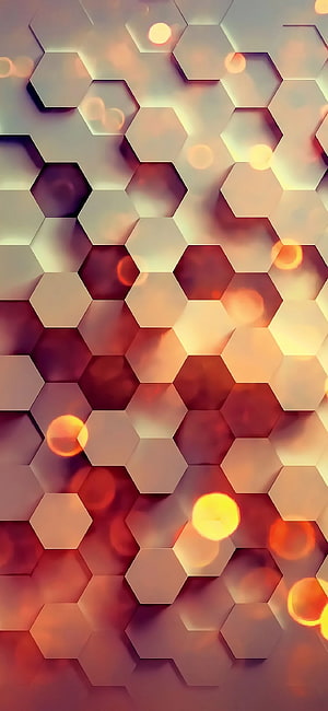 Warm Honeycomb Hexagon Pattern with Soft Bokeh Light Effects HD phone wallpaper