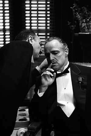 Don Vito Corleone in The Godfather Black and White Film Still HD phone wallpaper