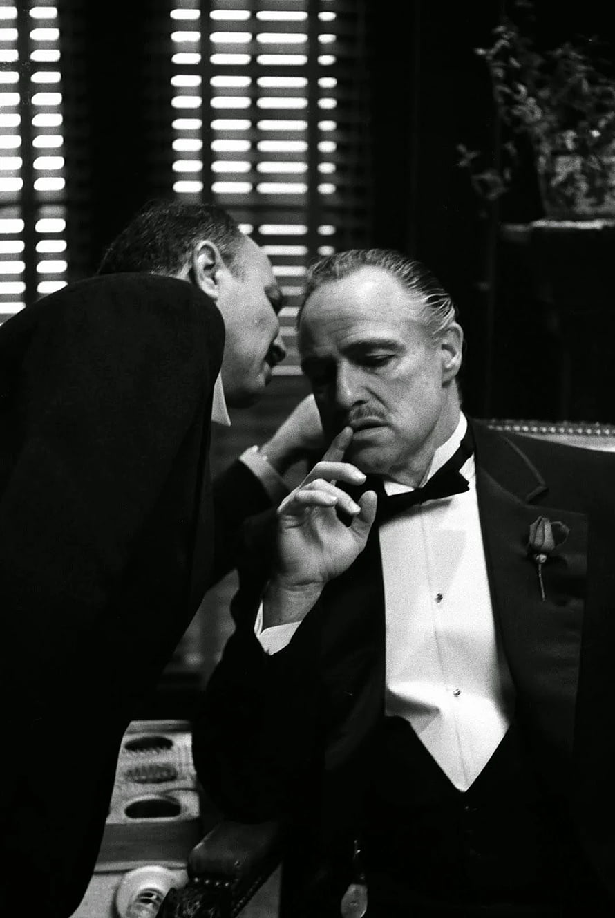 Don Vito Corleone in The Godfather Black and White Film Still HD phone wallpaper