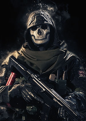 Ghost from Call of Duty Modern Warfare in Tactical Gear with Rifle and Hooded Skull Mask HD phone wallpaper
