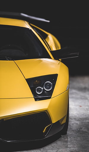 Yellow Lamborghini Murcielago SV Front Fascia and Headlight Detail HD phone wallpaper