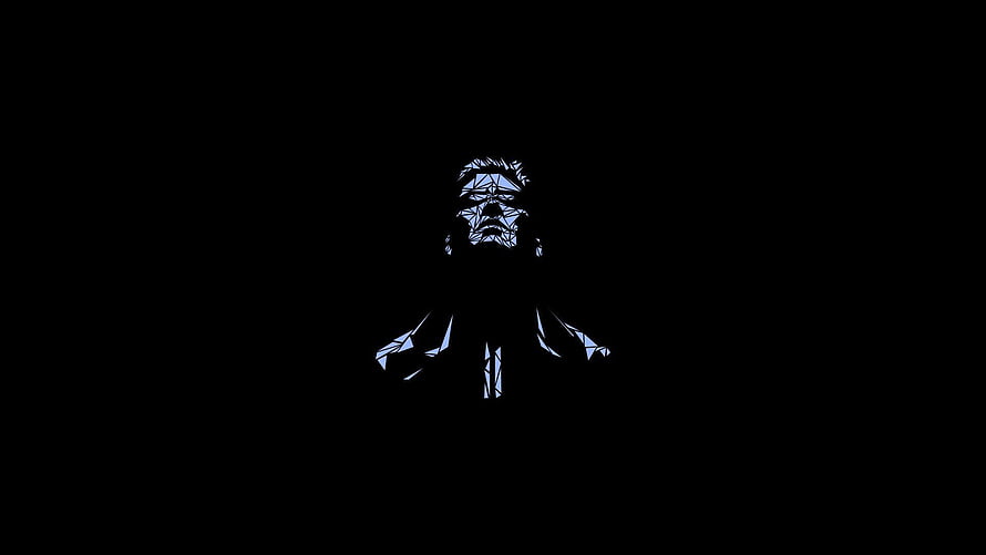 Minimalist Geometric Portrait of a Man in Low-Light Blue Tones on Black Background, Minimalist Dark HD wallpaper