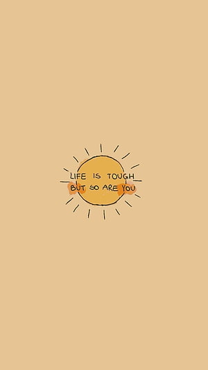 Hand-drawn sun illustration with motivational quote on warm beige background HD phone wallpaper