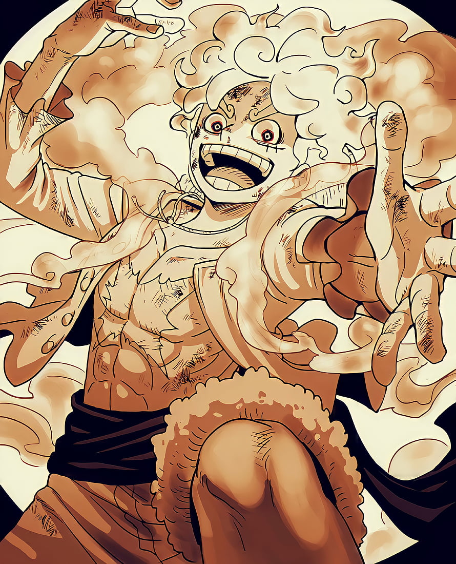 Luffy Gear 5 Awakening in One Piece Manga Style HD phone wallpaper