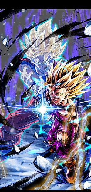 Dragon Ball Super Super Saiyan 2 Gohan and Goku Battle Scene Anime Illustration HD phone wallpaper