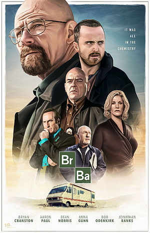 Breaking Bad Character Lineup Poster Featuring Walter White and Jesse Pinkman HD phone wallpaper