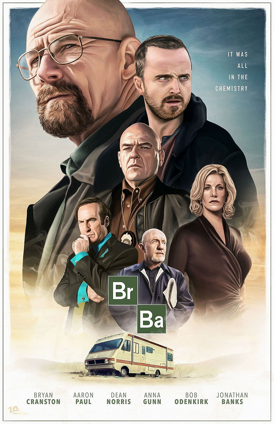 Breaking Bad Character Lineup Poster Featuring Walter White and Jesse Pinkman HD phone wallpaper